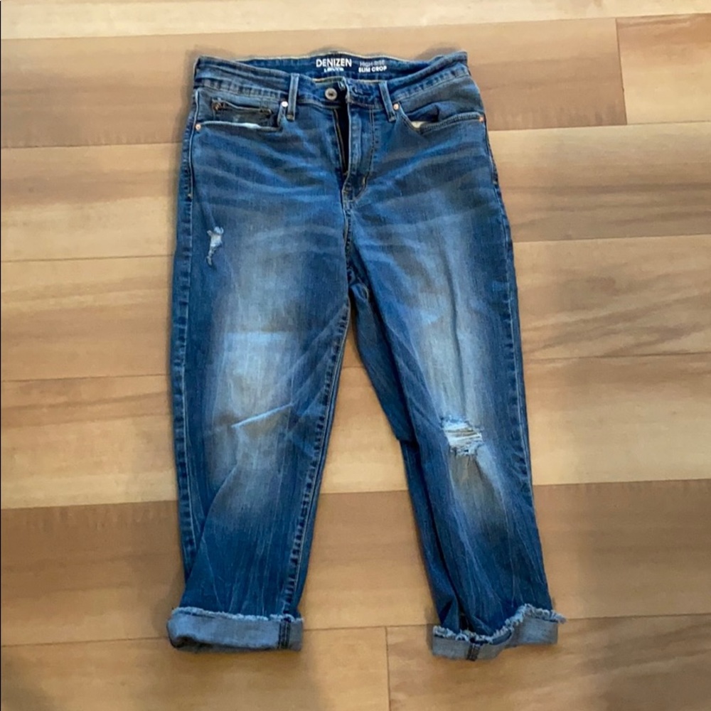 Ripped denim capris
